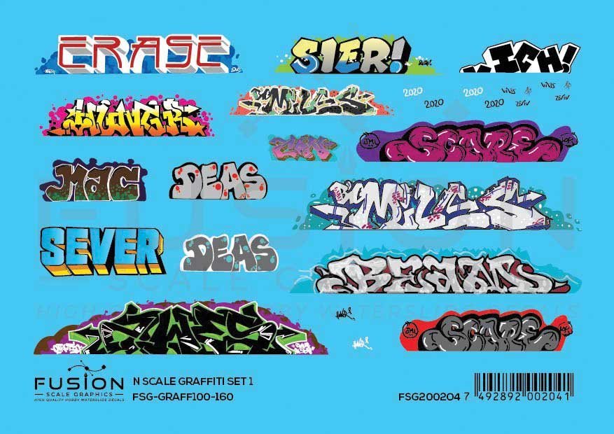 Graffiti Decal Set, N Scale, Fusion Scale Graphics 200204
