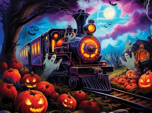 Spooky Train Jigsaw Puzzle, ALL Scales, Train Enthusiast Vendors 77208