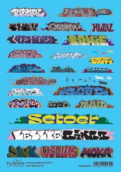 Graffiti Decal Set, HO Scale, Fusion Scale Graphics 100432