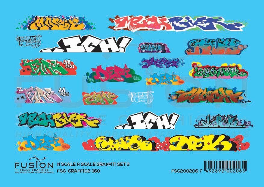 Graffiti Decal Set, N Scale, Fusion Scale Graphics 200206