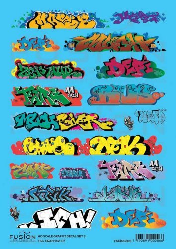 Graffiti Decal Set, HO Scale, Fusion Scale Graphics 100206