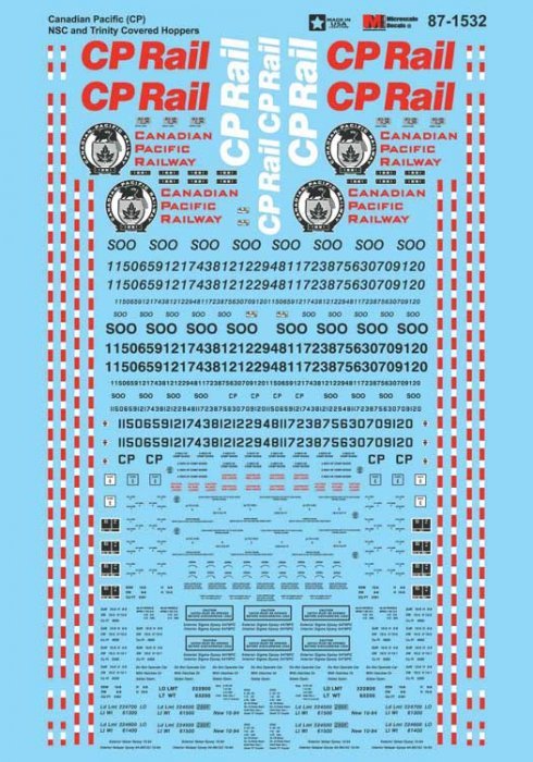 Railroad Decal Set, HO Scale, Microscale Industries Inc 871532