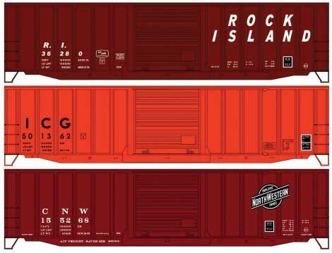 50′ Exterior-Post Modern Boxcar 3-Pack - Kit, HO Scale, Accurail Inc 8188