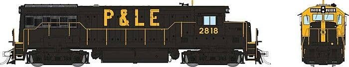 GE U28B Low Hood - Standard DC -- Pittsburgh & Lake Erie 2818 (black, yellow cab front & nose stripe), HO, Rapido Trains Inc 350