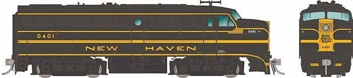 Alco FA1 - Standard DC -- New Haven 0410 (green, yellow, Script Logo), HO, Rapido Trains Inc 37064