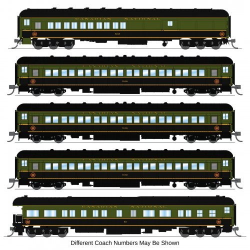 CN Heavyweight 5-Car Passenger Set, Green/Black/Yellow Scheme, (7167, 5139, 5142, 5166, 85), N, BLI, 10762