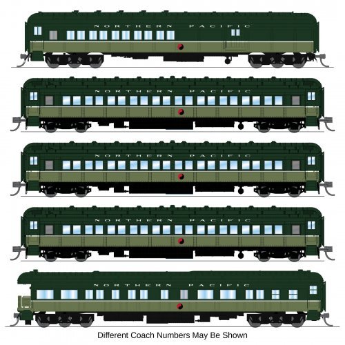 NP Heavyweight 5-Car Passenger Set, Loewy Two-Tone Green, (1195, 1352, 1357, 1364, "Green River"), N, BLI, 10763