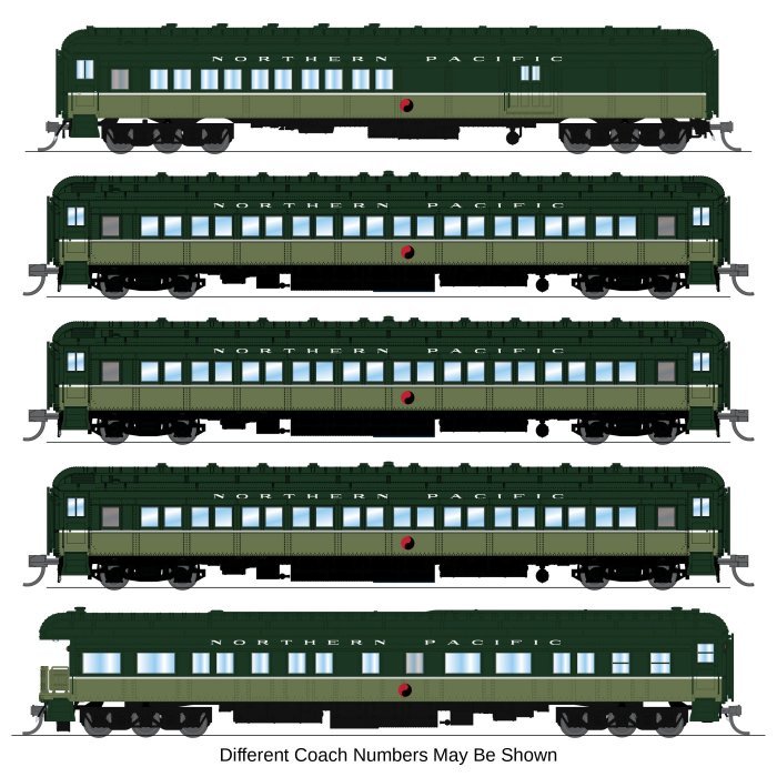 NP Heavyweight 5-Car Passenger Set, Loewy Two-Tone Green, (1195, 1352, 1357, 1364, "Green River"), N, BLI, 10763