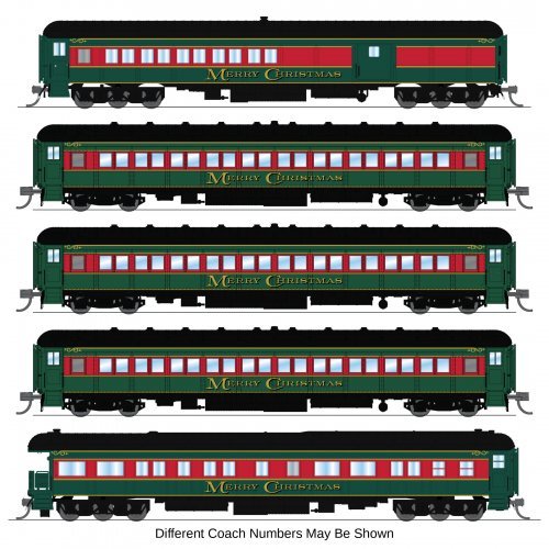 Heavyweight 5-Car Passenger Set, Christmas Paint Scheme, N, BLI, 10764