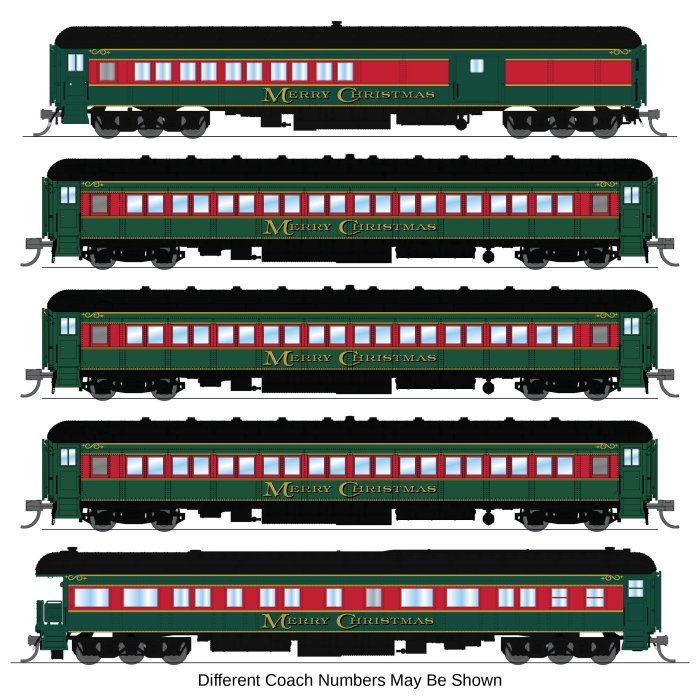 Heavyweight 5-Car Passenger Set, Christmas Paint Scheme, N, BLI, 10764