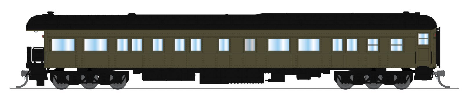 Unlettered Business Car, Pullman Green w/ Clerestory Roof, N, BLI, 10781
