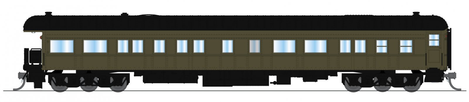 Unlettered Business Car, Pullman Green w/ Balloon Roof, N, BLI, 10782