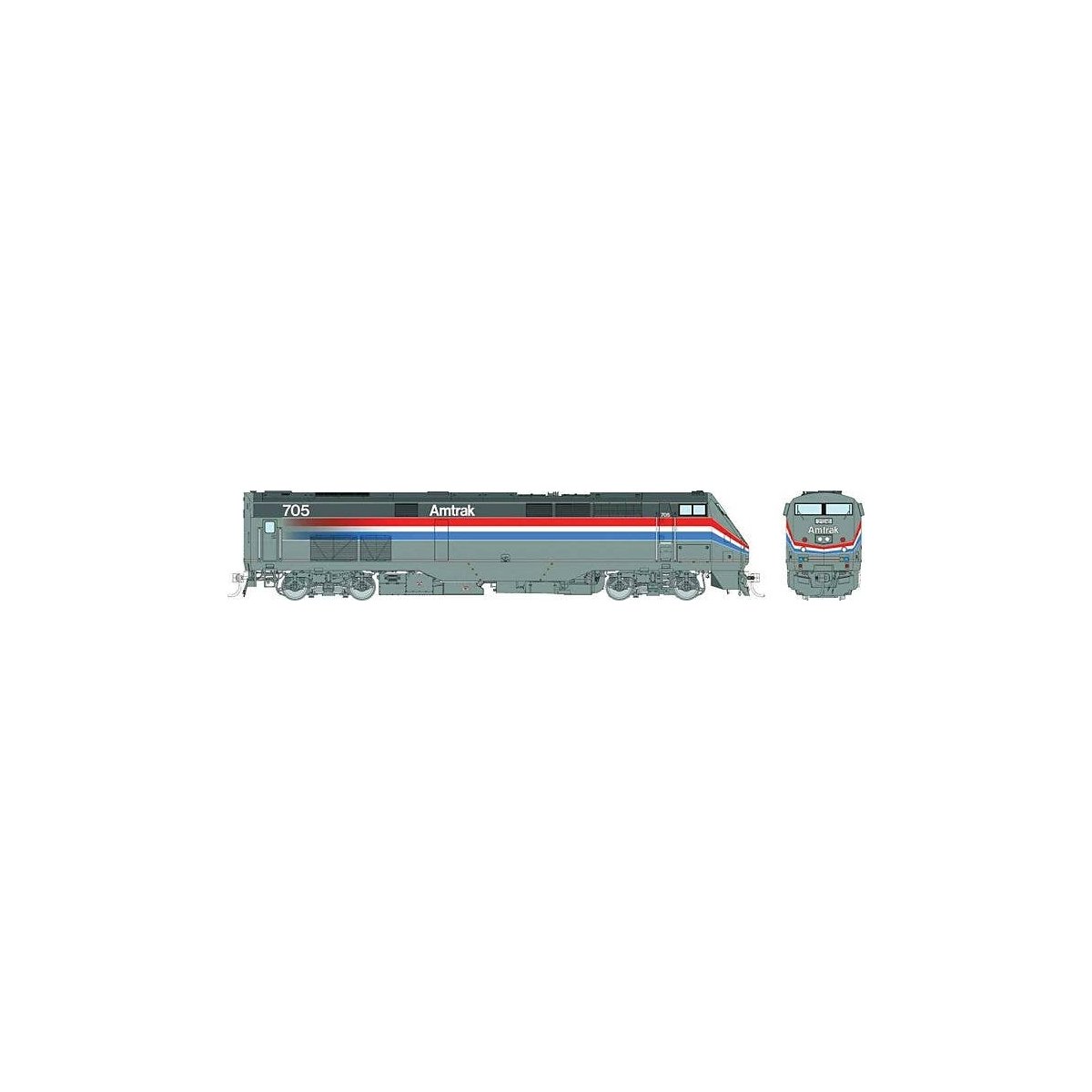 GE P32AC-DM - Standard DC -- Amtrak 702 (Phase III, silver, red, white, blue, gray), HO, Rapido Trains Inc 85001