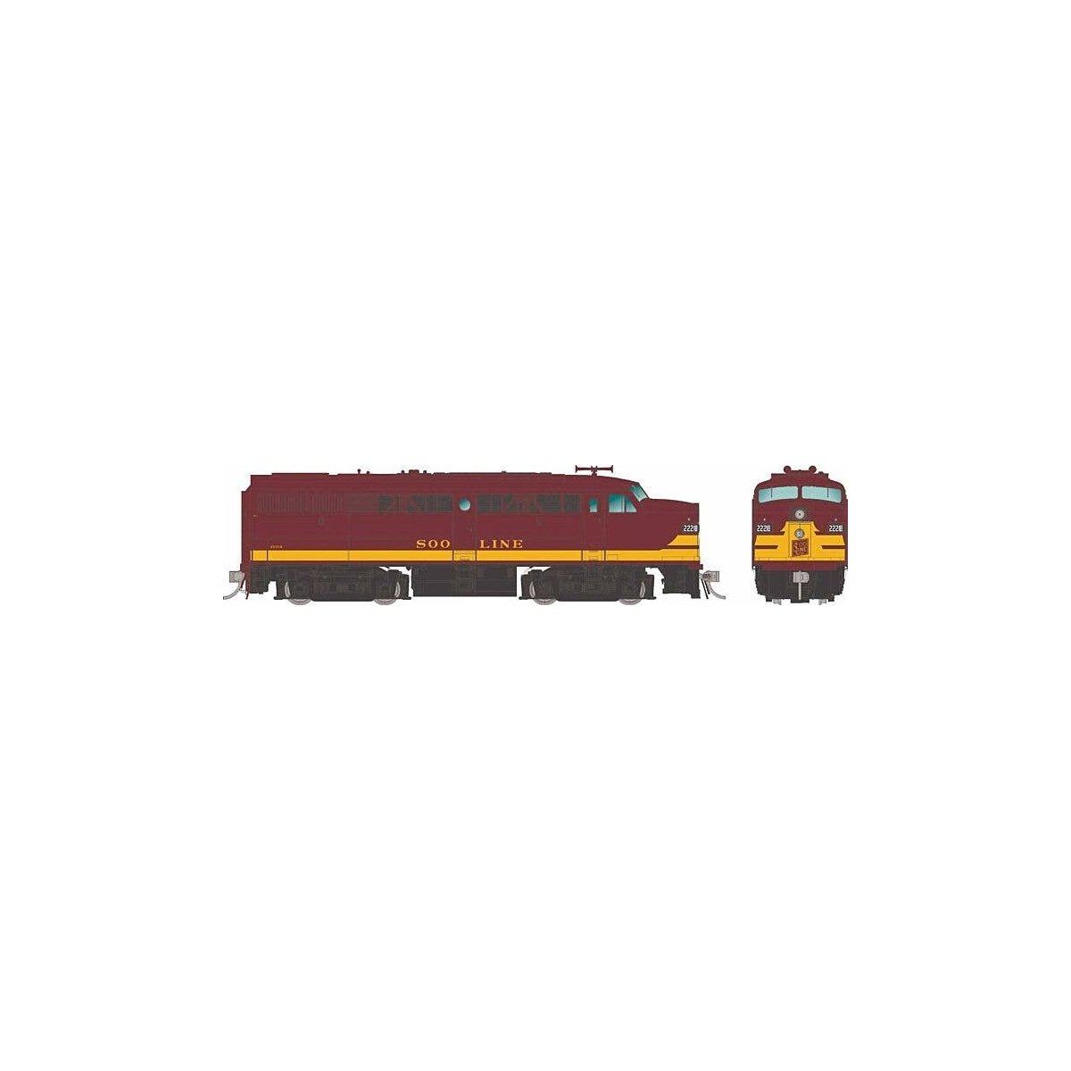 Alco FA1 - Standard DC -- Soo Line 2222A (maroon, gold), HO, Rapido Trains Inc 37058
