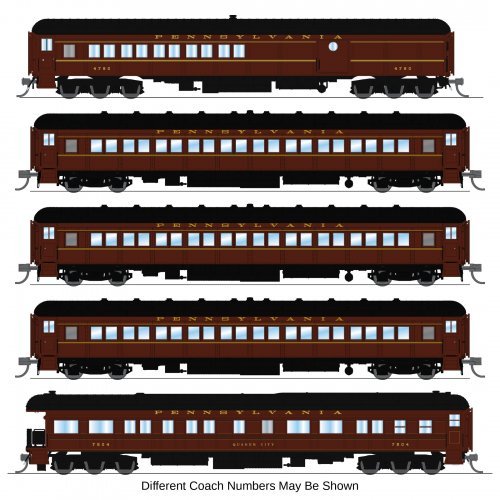 PRR Heavyweight 5-Car Passenger Set, Late 1940's Era, N (PB70 4780, P70 3420, P70 3575, P70 3706, Z74d 7504 "Quak, N, BLI, 10651