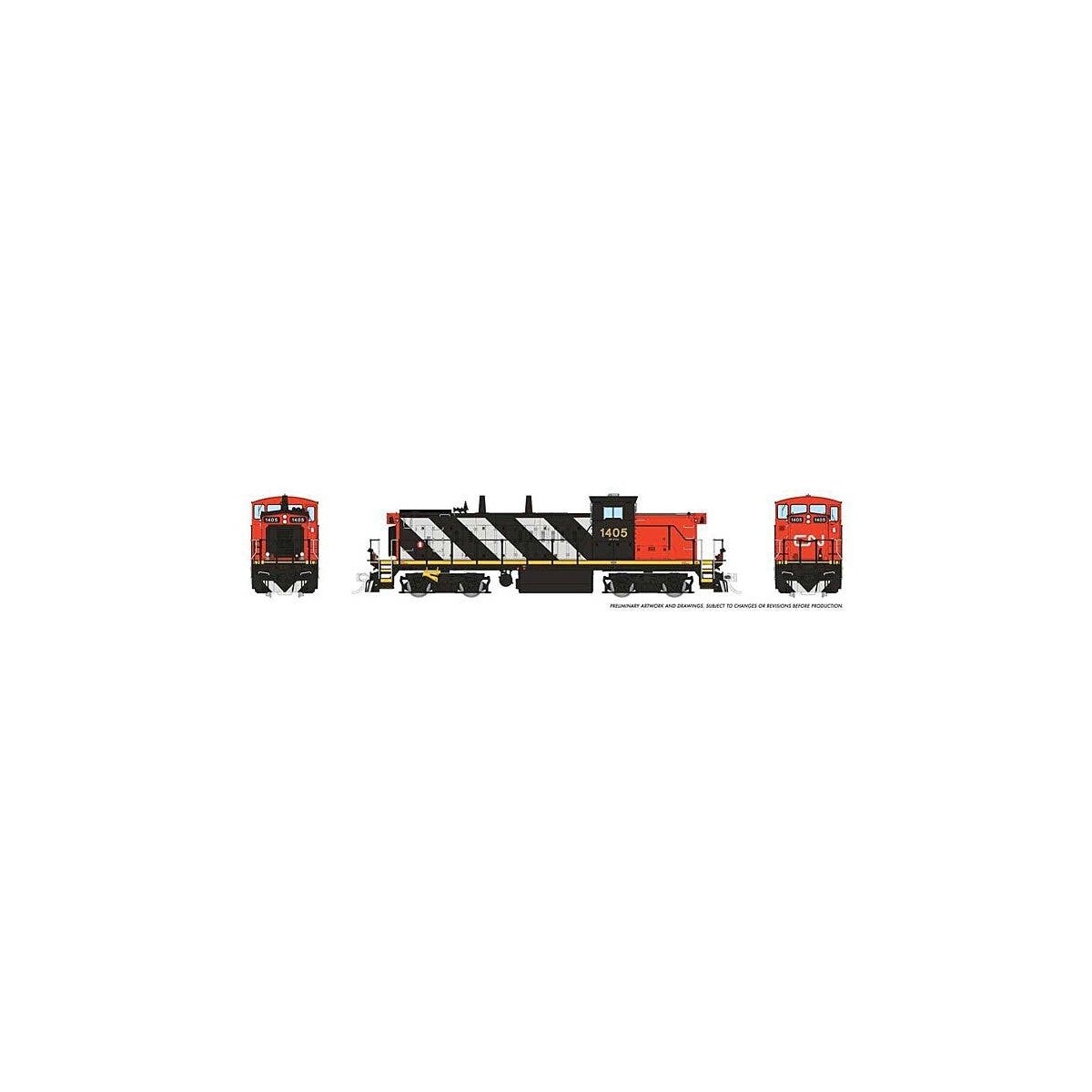 GMD-1 4-Axle Version - Standard DC -- Canadian National 1422 (Stripe Scheme, black, white, red), HO, Rapido Trains Inc 10063