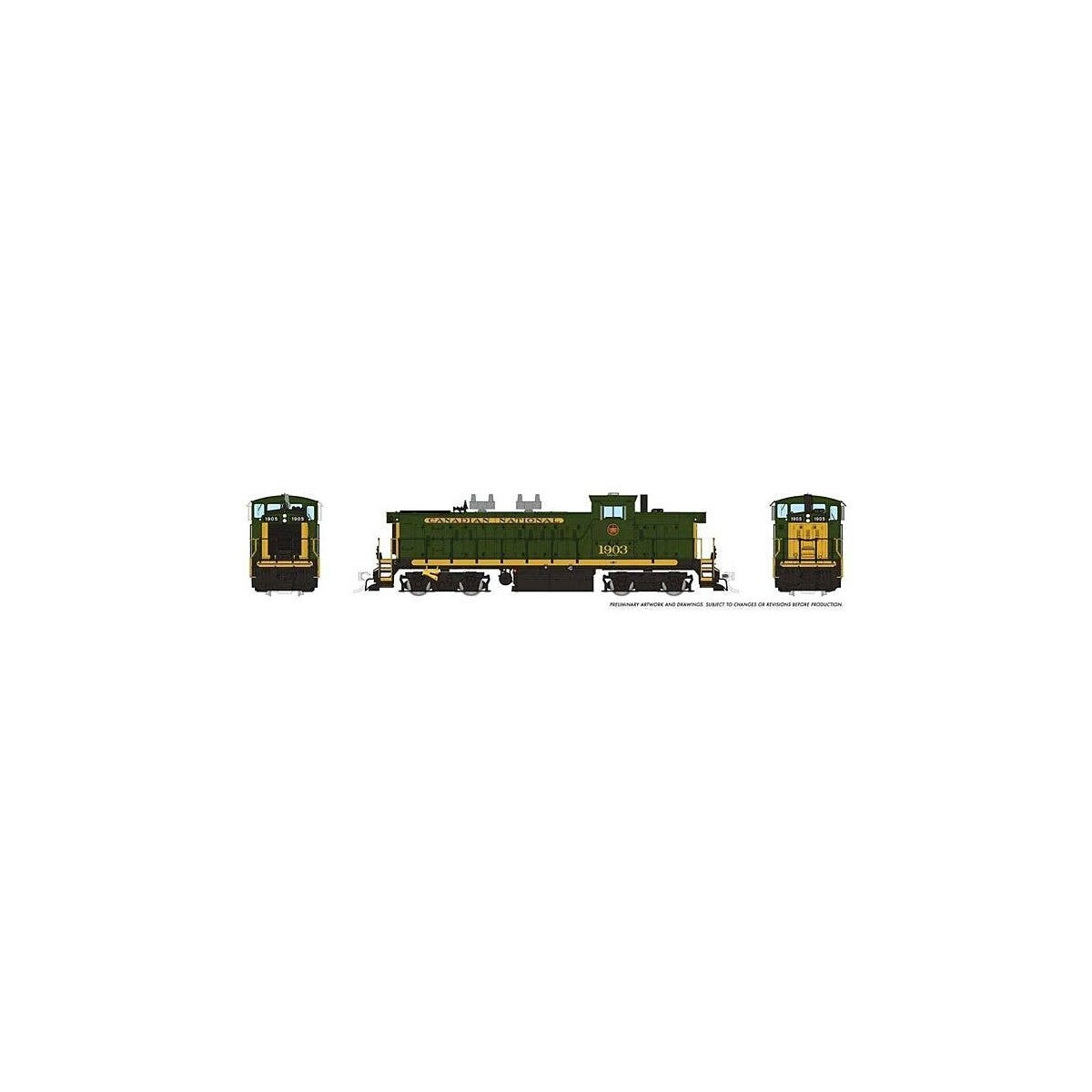 GMD-1 4-Axle Version - Standard DC -- Canadian National 1907 (green, black, gold), HO, Rapido Trains Inc 10065