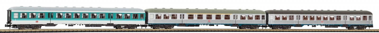 N-3-Piece Set Passenger Car Silberling 1x Mint + 2x Silber DB AG, V, N, PIKO 40656