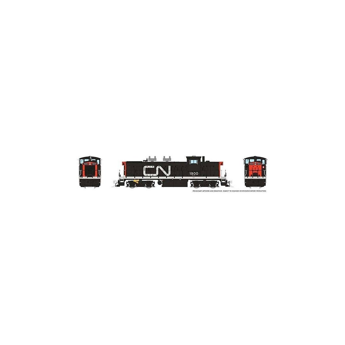 GMD-1 4-Axle Version - Standard DC -- Canadian National 1900 (black, red, Noodle Logo), HO, Rapido Trains Inc 10068