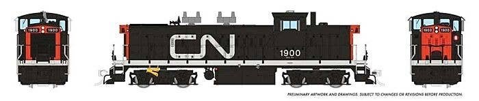 GMD-1 4-Axle Version - Standard DC -- Canadian National 1900 (black, red, Noodle Logo), HO, Rapido Trains Inc 10068