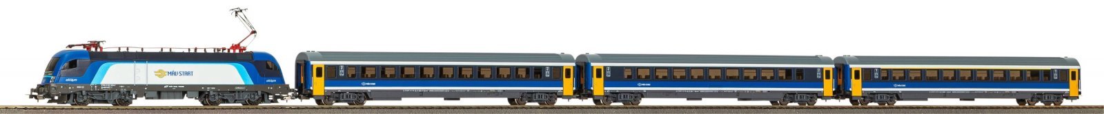 S-Set Electric Locomotive Taurus MAV + 3x Passenger Car MAV V A-Track & B, HO, PIKO 57037