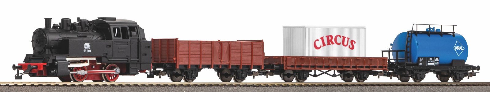 Starter Set Freight Train DB, PIKO A-track w. Railbed, HO, PIKO 57113