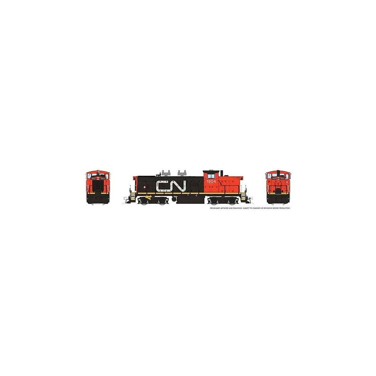 GMD-1 4-Axle Version - Standard DC -- Canadian National 1907 (black, red,red cab & short hood, Noodle Logo), HO, Rapido Trains I