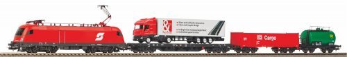 Starter Set Taurus ÖBB w.3 Freight Cars, PIKO A-Track w. Railbed, HO, PIKO 57177