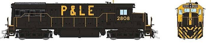 GE U28B Low Hood - Standard DC -- Pittsburgh & Lake Erie 2808 (black, yellow cab front & nose stripe), HO, Rapido Trains Inc 350