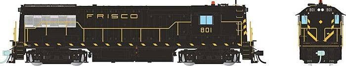 GE U25B High Hood - Standard DC -- St. Louis-San Francisco 801 (As-Delivered, black, yellow, Frisco Lettering), HO, Rapido Train