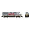 EMD GP40 - Standard DC -- Kansas City Southern 3150 (gray, red, yellow), HO, Rapido Trains Inc 40039