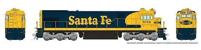 GE C30-7 - Standard DC -- Santa Fe 8051 (Early Version Warbonnet, blue, yellow), HO, Rapido Trains Inc 42004