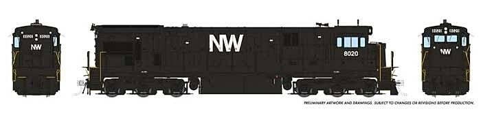 GE C30-7 - Standard DC -- Norfolk & Western 8020 (black, white, NW Logo), HO, Rapido Trains Inc 42021