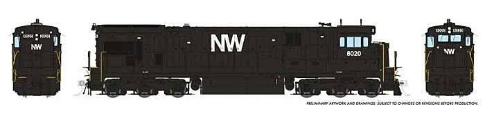 GE C30-7 - Standard DC -- Norfolk & Western 8044 (black, white, NW Logo), HO, Rapido Trains Inc 42022
