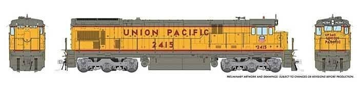 GE C30-7 - Standard DC -- Union Pacific 2415 (1970s, Armour Yellow, gray, red, silver, Shield on Cab), HO, Rapido Trains Inc 420