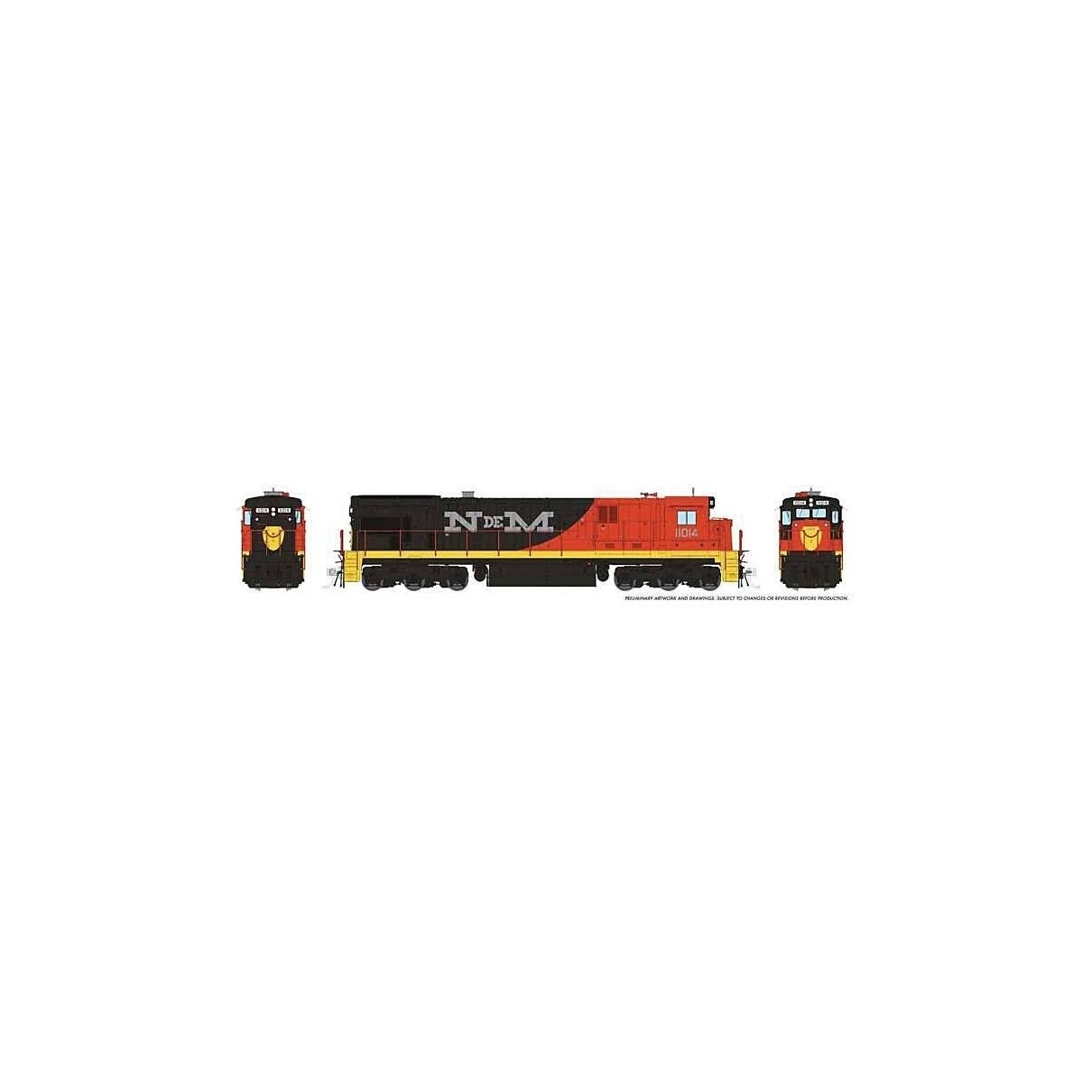 GE C30-7 - Standard DC -- Nacionales de Mexico 6732 (Early, orange, green, silver, yellow), HO, Rapido Trains Inc 42017
