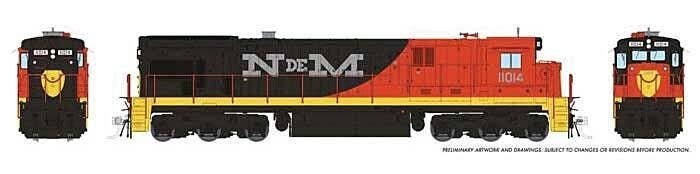 GE C30-7 - Standard DC -- Nacionales de Mexico 6732 (Early, orange, green, silver, yellow), HO, Rapido Trains Inc 42017