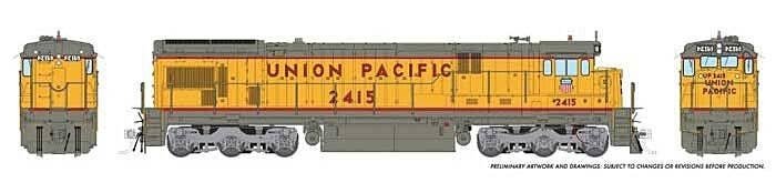GE C30-7 - Standard DC -- Union Pacific 2422 (1970s, Armour Yellow, gray, red, silver, Shield on Cab), HO, Rapido Trains Inc 420