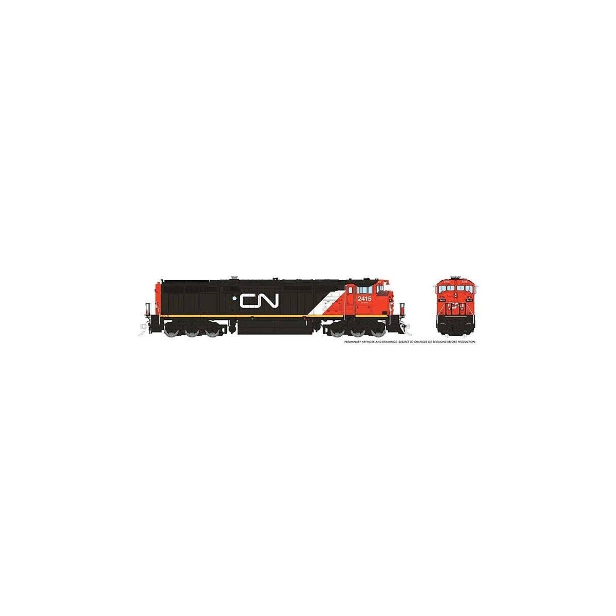 GE Dash 8-40CM - Standard DC -- Canadian National 2415 (black, white, red, Large Noodle Logo), HO, Rapido Trains Inc 24009