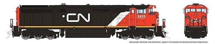 GE Dash 8-40CM - Standard DC -- Canadian National 2415 (black, white, red, Large Noodle Logo), HO, Rapido Trains Inc 24009