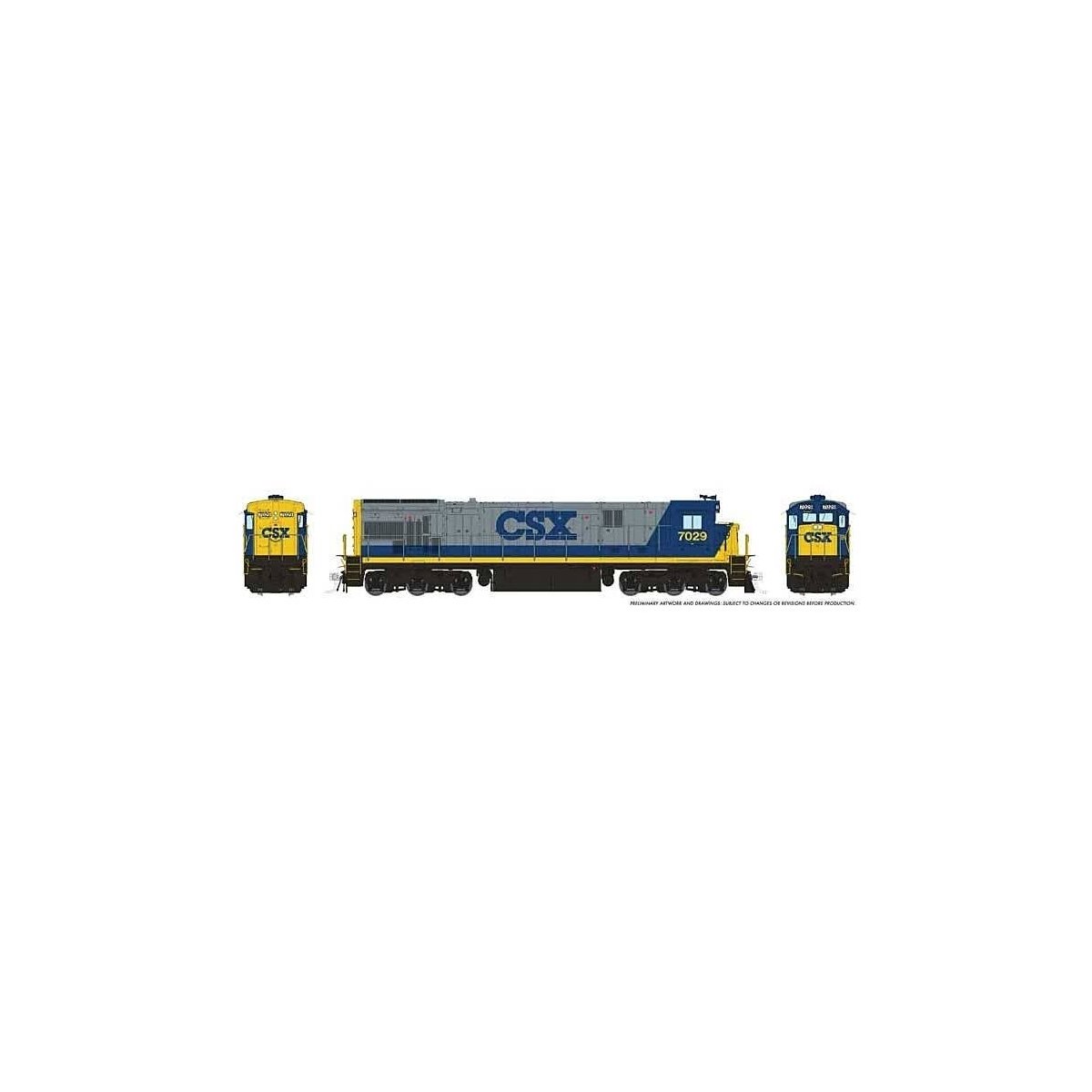 GE C30-7 - Standard DC -- CSX 7036 (YN2 Scheme, gray, blue, yellow), HO, Rapido Trains Inc 42014