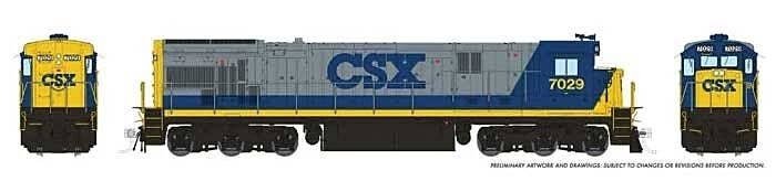 GE C30-7 - Standard DC -- CSX 7036 (YN2 Scheme, gray, blue, yellow), HO, Rapido Trains Inc 42014