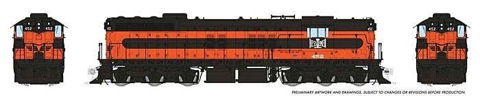 EMD SD7 High Nose - Standard DC -- Bessemer & Lake Erie 452 (Early, orange, black), HO, Rapido Trains Inc 50202
