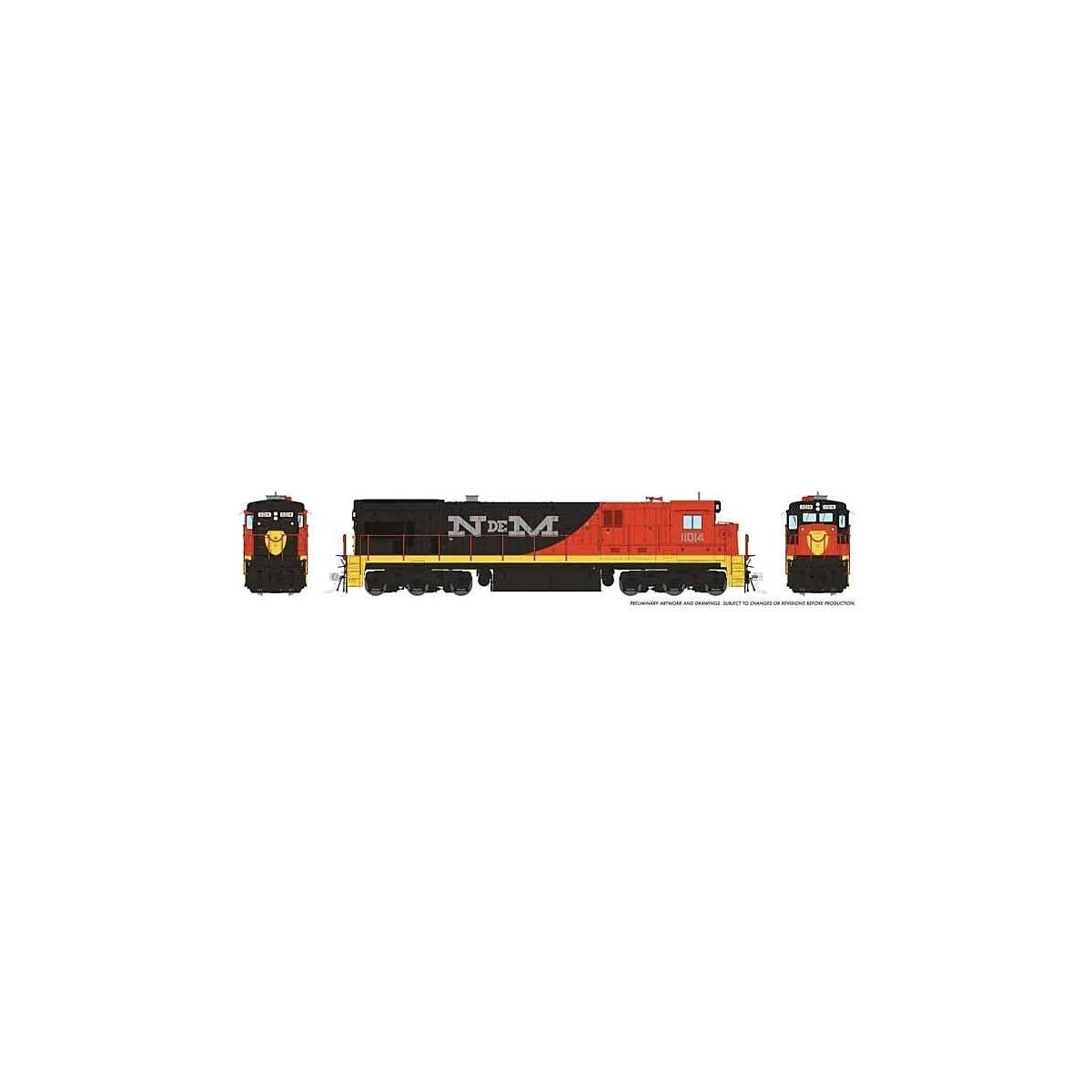 GE C30-7 - Standard DC -- Nacionales de Mexico 6766 (Early, orange, green, silver, yellow), HO, Rapido Trains Inc 42018