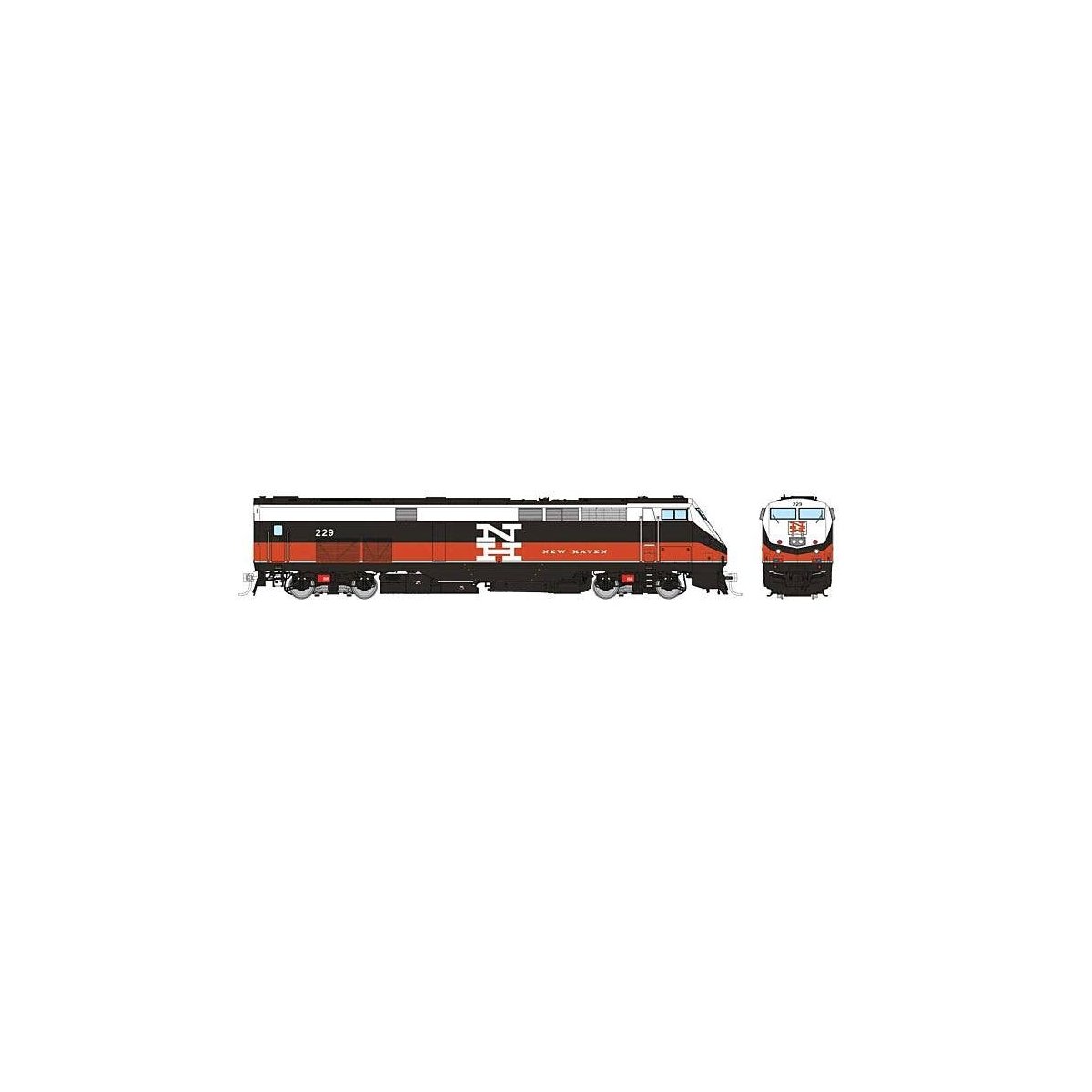 GE P32AC-DM - Standard DC -- Connecticut Department of Transportation 229 (New Haven black, white, red), HO, Rapido Trains Inc 8