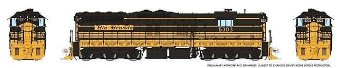EMD SD7 High Nose - Standard DC -- Denver & Rio Grande Western 5303 (Bumblebee, black, yellow), HO, Rapido Trains Inc 50207