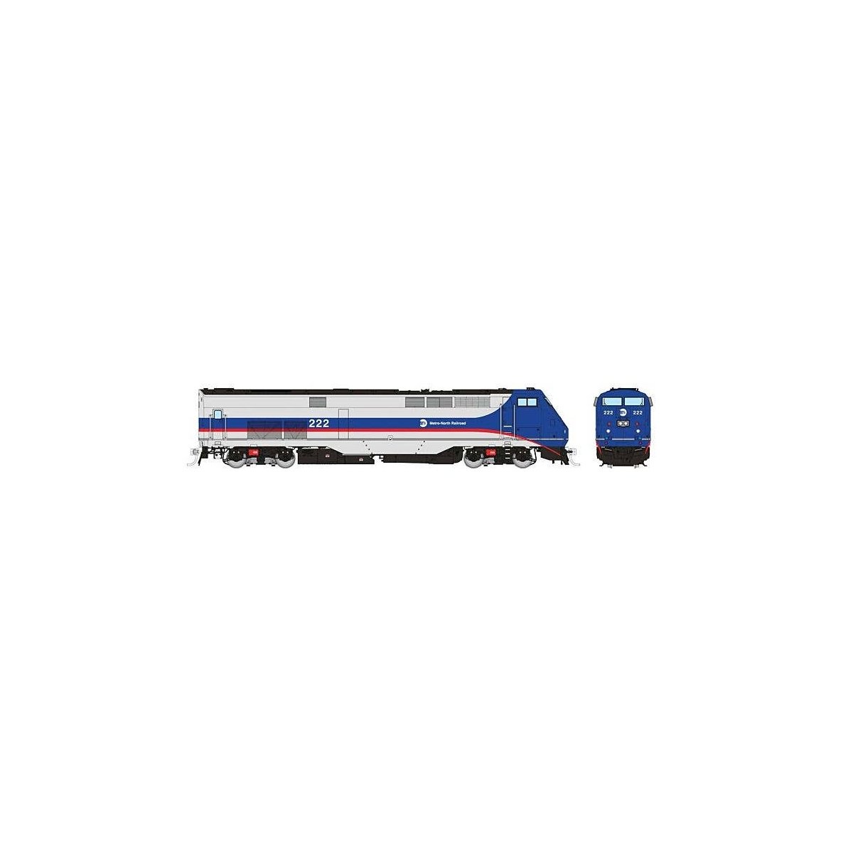 GE P32AC-DM - Standard DC -- Metro-North 222 (silver, blue, red), HO, Rapido Trains Inc 85013