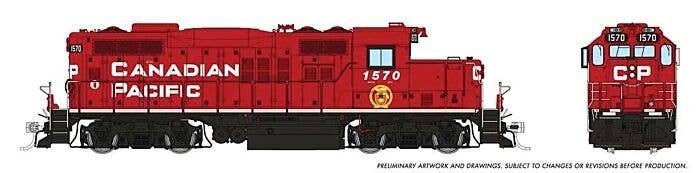 GP9u Low-Nose Rebuild - Standard DC -- Canadian Pacific 1570 (red, white, black, Golden Beaver Logo), HO, Rapido Trains Inc 5400