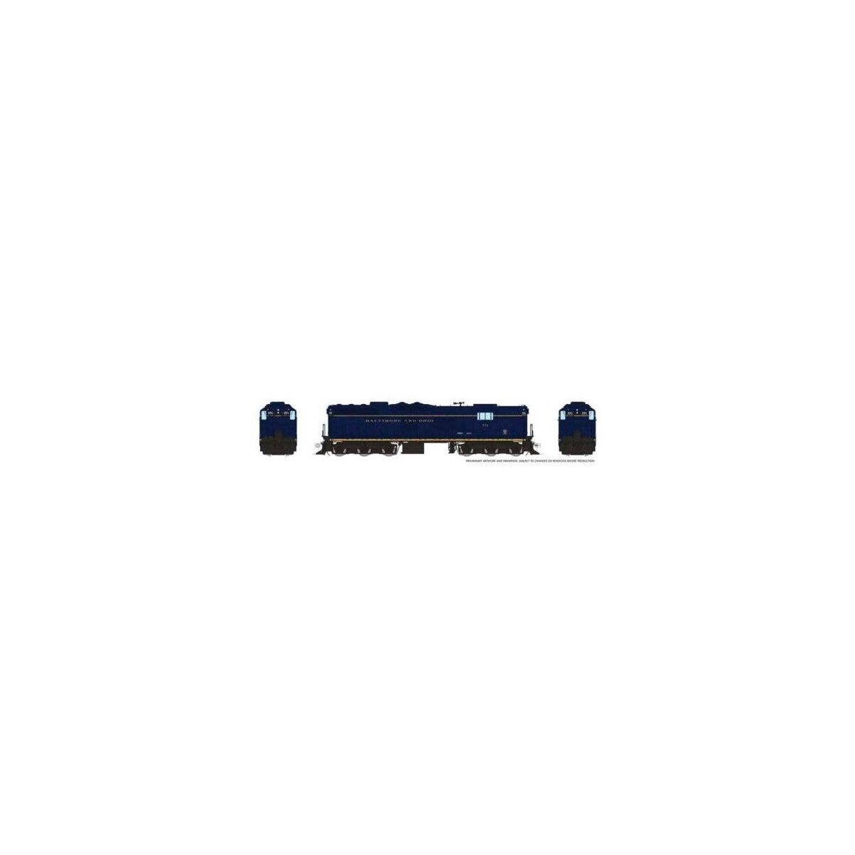 EMD SD9 High Nose - Standard DC -- Baltimore & Ohio 771 (blue, yellow, Roman Lettering), HO, Rapido Trains Inc 50217