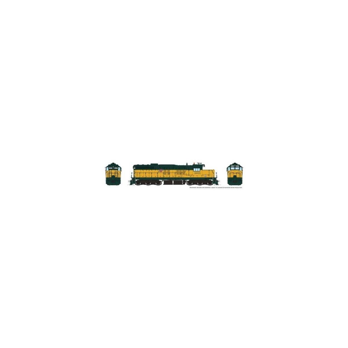 EMD SD9 Low Nose - Standard DC -- Chicago & North Western 6603 (yellow, green), HO, Rapido Trains Inc 50218